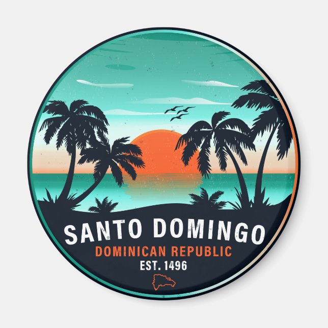 Santo Domingo Dominikanische Republik Retro Sunset Magnet (Vorne)