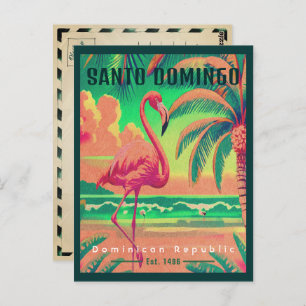 Santo Domingo DR. Retro Flamingos Souvenir 1950er Postkarte