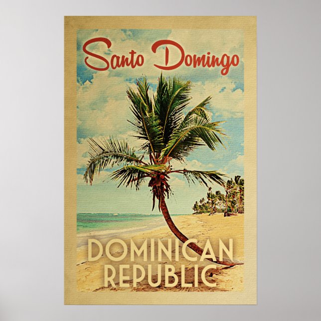 Santo Domingo Poster Palm Tree Vintage Reisen (Vorne)