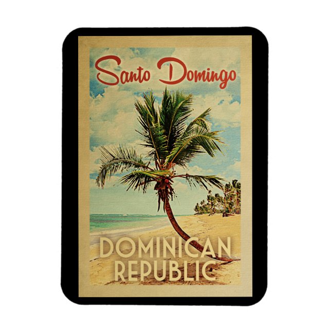 Santo- DomingoPalme-Vintage Reise Magnet (Vertikal)