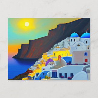 Santorin bei Sunset Feiertagspostkarte