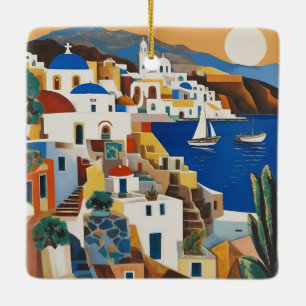 Santorin bei Sunset Keramikornament