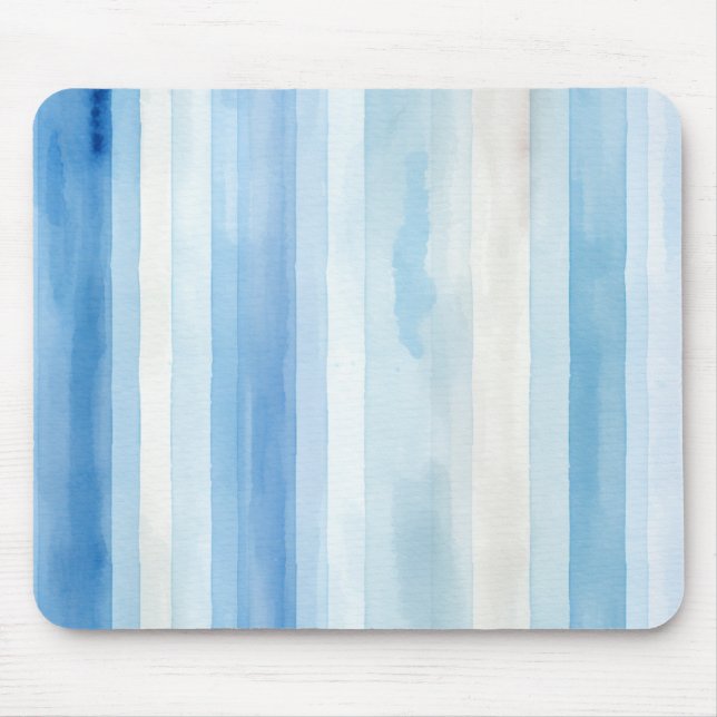 Santorin Blau Weiße Streifen Mousepad (Vorne)