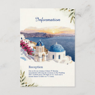 Santorin Blaue Aquarell-Zielhochzeit Begleitkarte