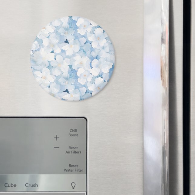Santorin Blaue Weiße Blumen Magnet (In Situ (Kühlschrank))