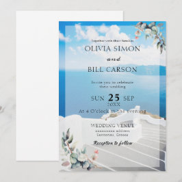 Santorin, Griechenland - Anpassbare Hochzeit in Ur Einladung