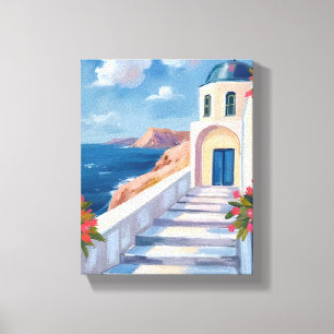 Santorin Griechenland Aquarell Reise Leinwanddruck