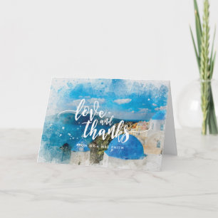 Santorin Griechenland Aquarell Szene Liebe und Dan Dankeskarte