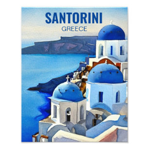Santorin Griechenland Aquarellmalerei Fotodruck