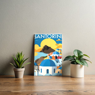 Santorin Griechenland Aquarellmalerei Postkarte