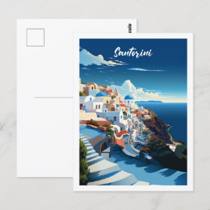 Santorin Griechenland Berühmter Vintage-Reiseort Postkarte