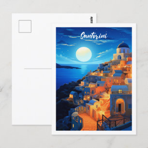 Santorin Griechenland Berühmter Vintage-Reiseort Postkarte