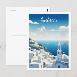 Santorin Griechenland Berühmter Vintage-Reiseort Postkarte