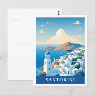 Santorin Griechenland Berühmter Vintage-Reiseort Postkarte