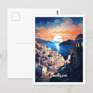 Santorin Griechenland Berühmter Vintage-Reiseort Postkarte