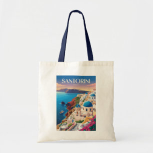 Santorin Griechenland Blaue Kuppel Reise Kunst Vin Tragetasche