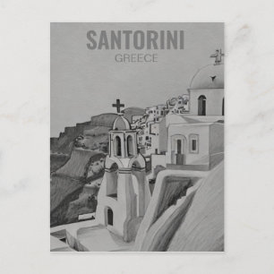 Santorin Griechenland Bleistiftskizze Feiertagspostkarte