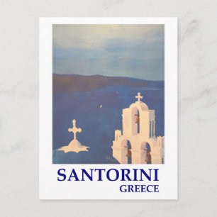 Santorin Griechenland Blick von Oia Vintage-Stil Postkarte