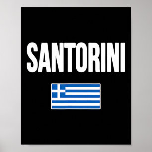 Santorin Griechenland Griechische Flagge Souvenir Poster