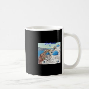 Santorin Griechenland Griechische Flagge Urlaub Ku Kaffeetasse
