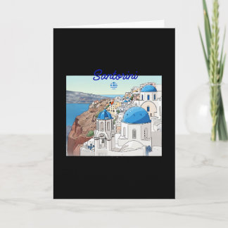Santorin Griechenland Griechische Flagge Urlaub Ku Karte