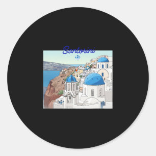 Santorin Griechenland Griechische Flagge Urlaub Ku Runder Aufkleber