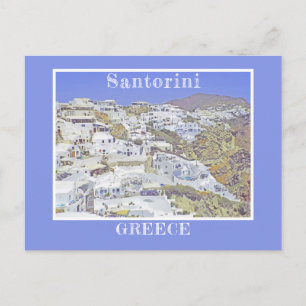Santorin, Griechenland/ikonische weiße Gebäude Postkarte