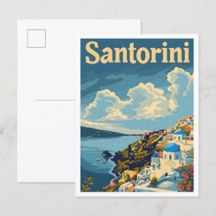 Santorin Griechenland Kunst Elegant Vintage Reise Postkarte
