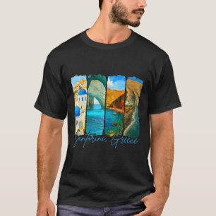 Santorin Griechenland Reisende Pinselstrich Treffe T-Shirt
