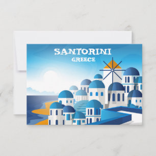 Santorin Griechenland VIntage Aquarell Karte