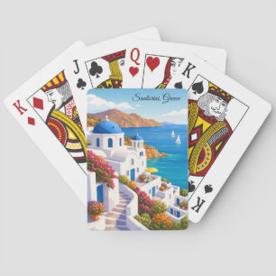 Santorin Griechenland Vintage Europa Urlaub Reise  Spielkarten