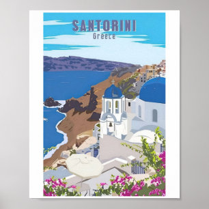 Santorin Griechenland Vintage Griechenland Reisepl Poster