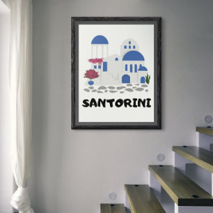 Santorin Griechenland Vintage   Poster