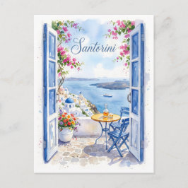 Santorin Griechenland Vintage Reise Feiertagspostkarte