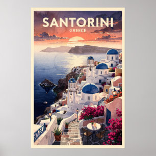 Santorin Griechenland Vintage Reise Poster