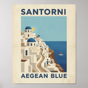 Santorin Griechenland Vintage-Reiseposter - Ägäisb Poster