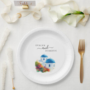 Santorin Griechische Insel Ziel Hochzeit Pappteller