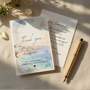 Santorin Hochzeit Mittelmeer Küste Dankeskarte