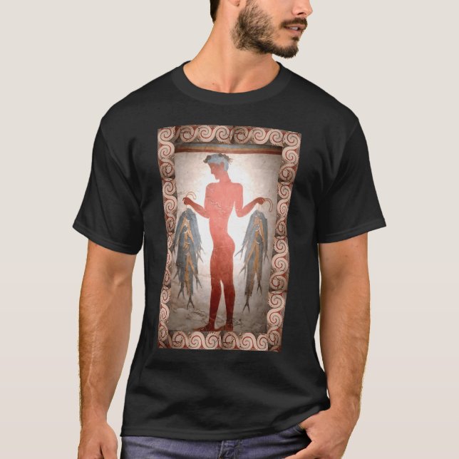 Santorin-Mann mit Fisch T-Shirt (Vorderseite)