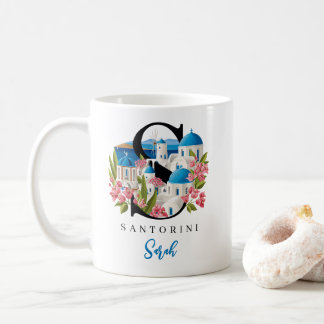 Santorin Monogramm Buchstabe S Personalisiertes Ge Kaffeetasse