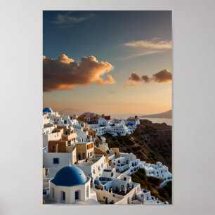 Santorin-Reiseplakat im Vintage-Stil Poster