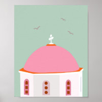 Santorin reist Griechenland Rosa und Grün