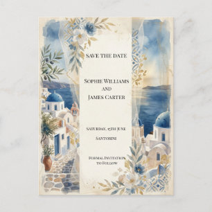 Santorin-Sonnenuntergang Save The Date Postkarte