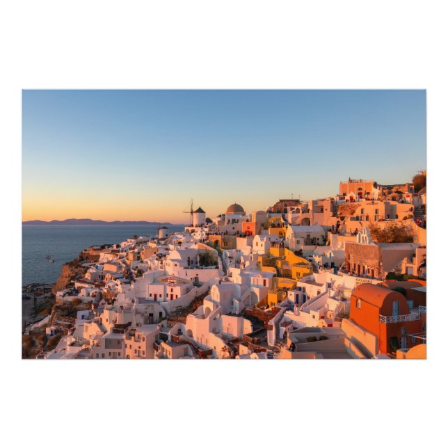 Santorin-Sonnenuntergangs-Fotografie Fotodruck (Vorne)