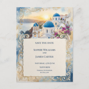 Santorin-Sonnenuntergangs-Rand Save The Date Postk Postkarte