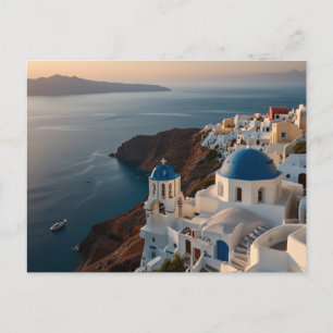 Santorin Sonnenuntergangsglück Postkarte