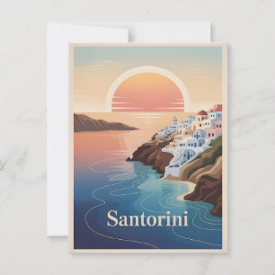 Santorin vintage minimalistisch postkarte