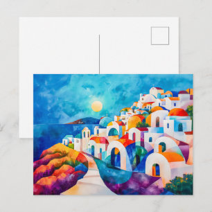 Santorin Weg zum Meer Feiertagspostkarte