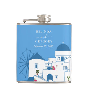 Santorin Ziel Griechische Insel Hochzeit  Flachmann