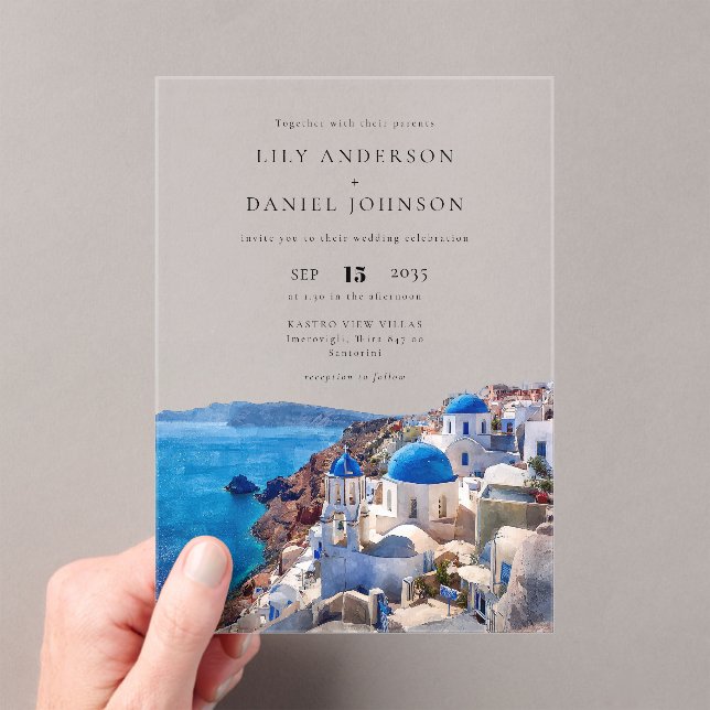 Santorini, Aquakultur Griechenland Hochzeit in Url Acryleinladungen (Insitu (Handheld))